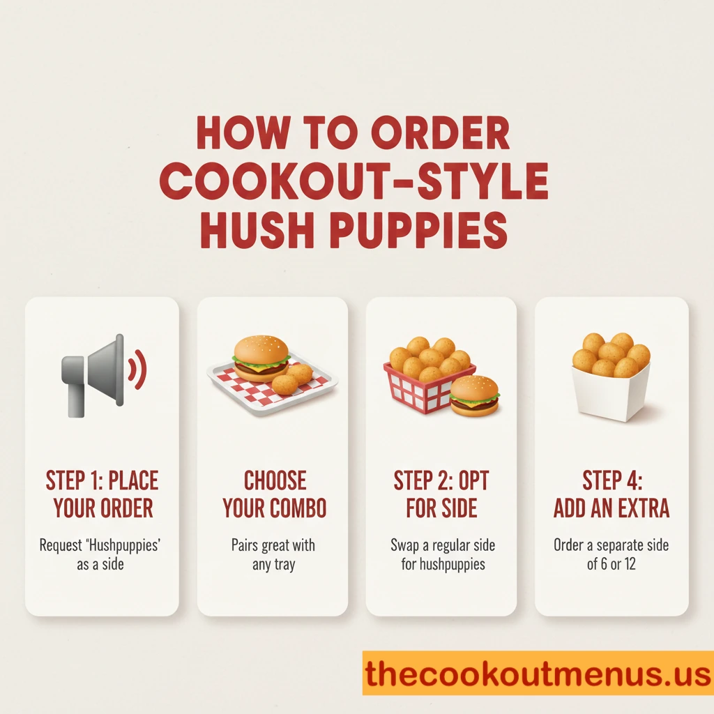 infographic explaining How to Order Cookout Hush Puppies.