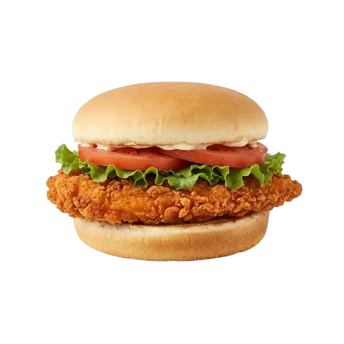 Cook Out Spicy Chicken Sandwich with lettuce, tomato and mayo