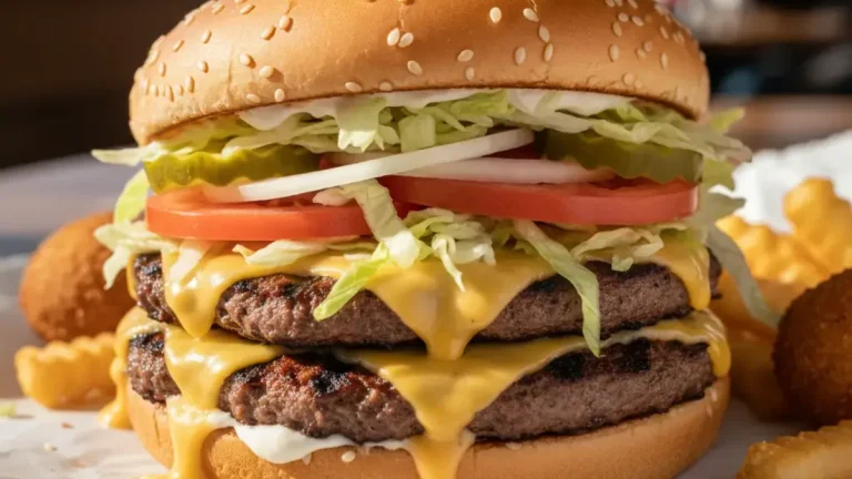 Cookout Big Double burger with two char-grilled patties, cheese, lettuce, tomato and pickles