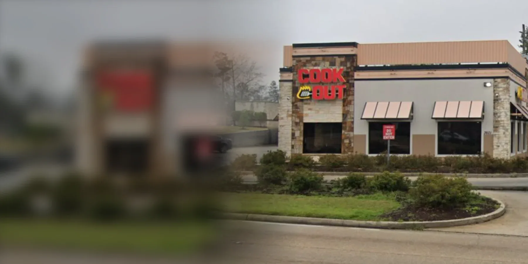 Cook Out restaurant at 3601 Hardy St in Hattiesburg MS with a stone front, red Cook Out sign and drive-thru lane