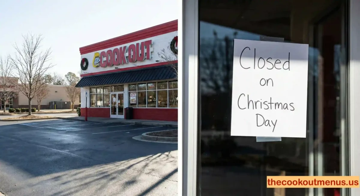 Closed on Christmas Day sign on a Cook Out restaurant door